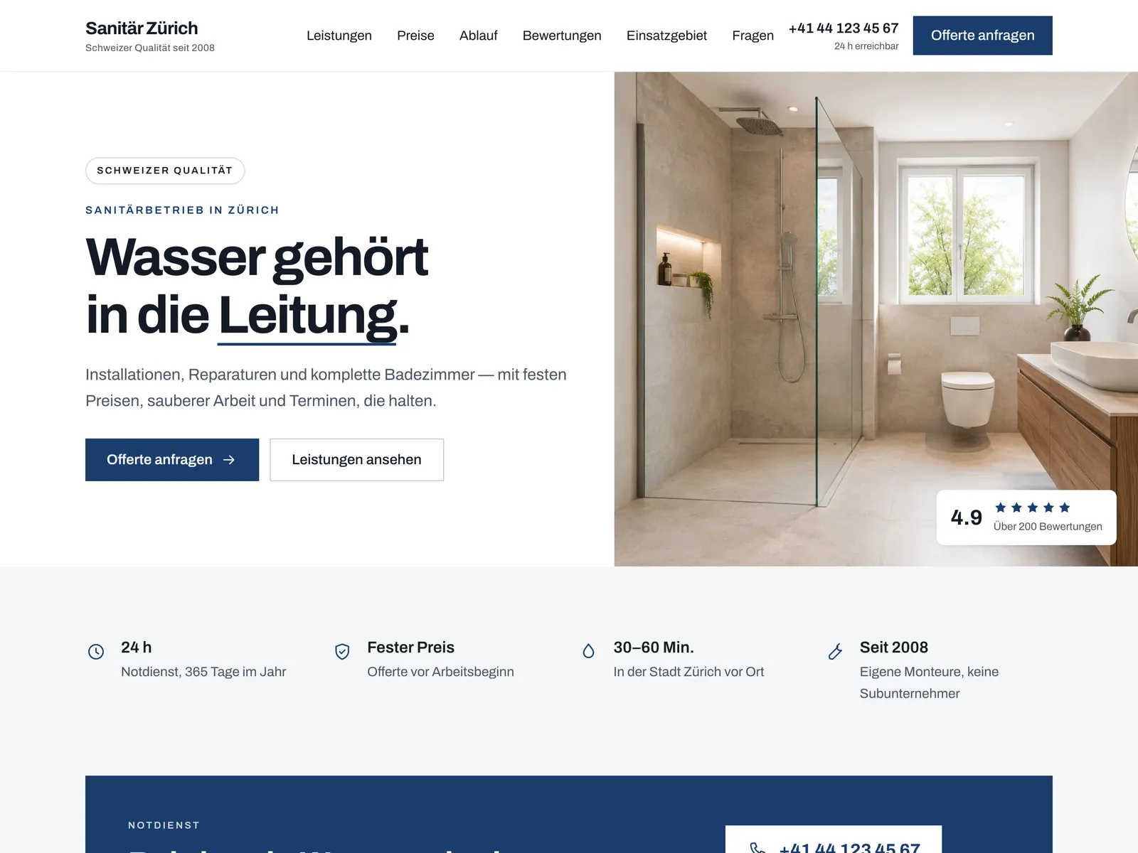 Sanitär Zürich — Tiefblau